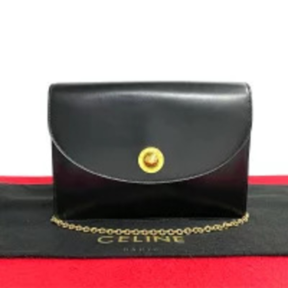 Celine Starball Leather Chain Shoulder Bag Black